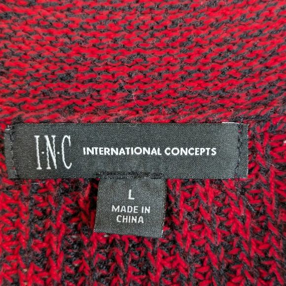INC mens 1/4 zip sweater, red / black, size L - Picture 3 of 8